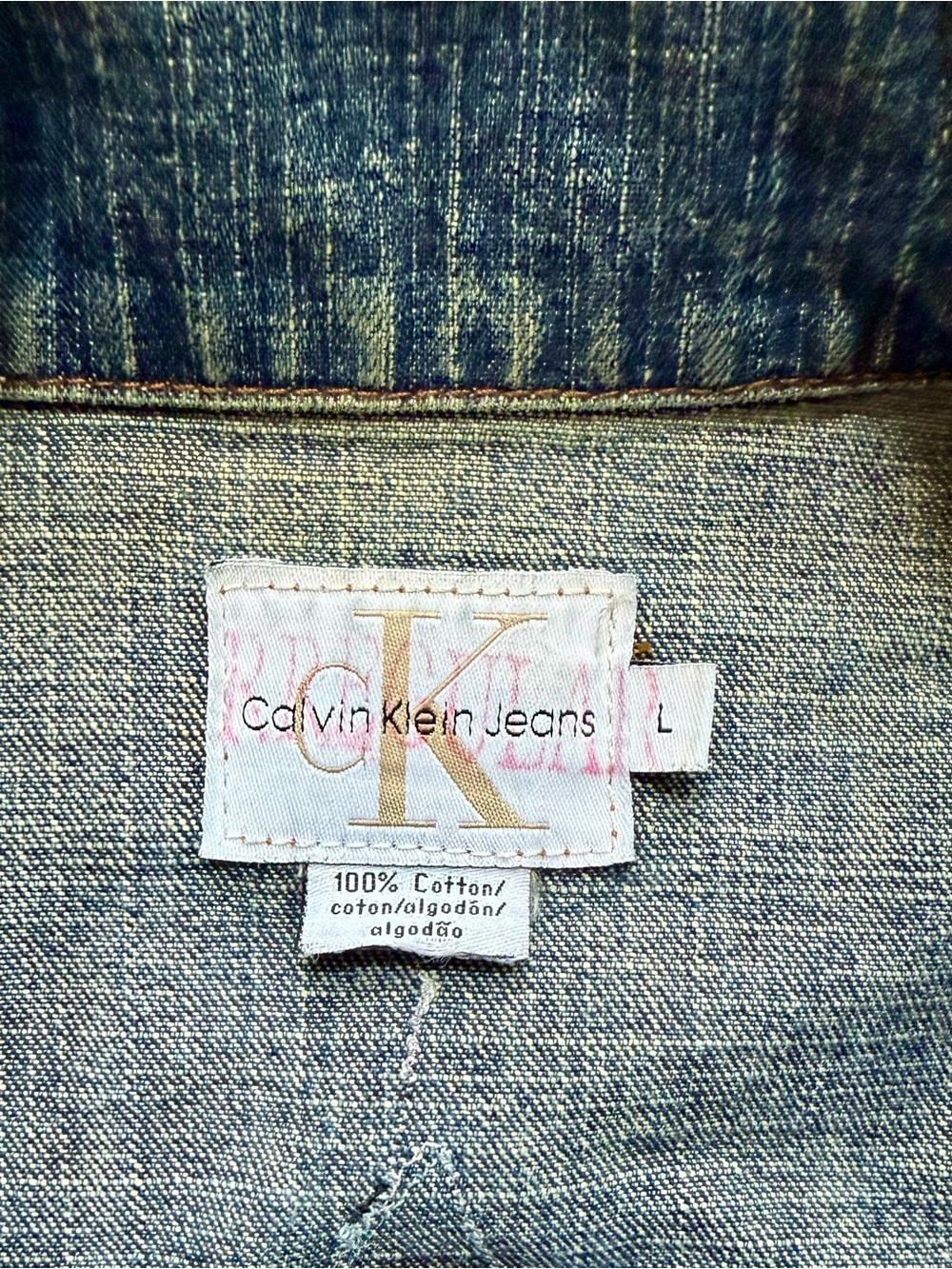 Calvin Klein Upcycled Denim Jacket L Sequin Star OOAK Reworked Jean Jacket - Picture 9 of 12